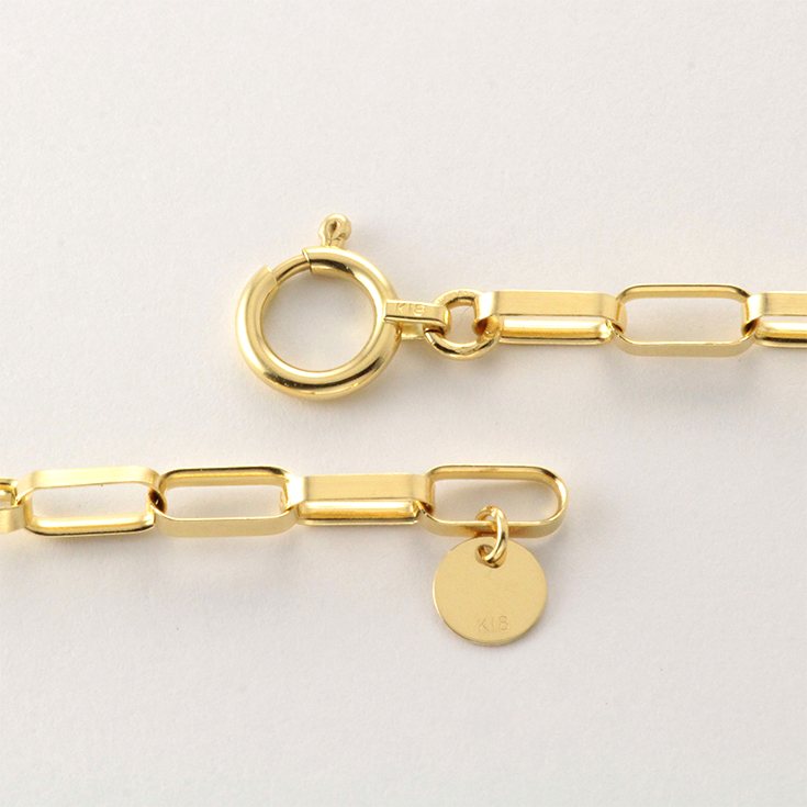 ブレスレット K18 18金 イエローゴールド 無垢 ペーパークリップ