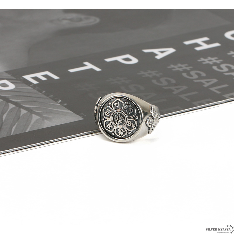 シルバー925 六字真言 リング ring 指輪 梵字 金剛杵 密教法具 宗教