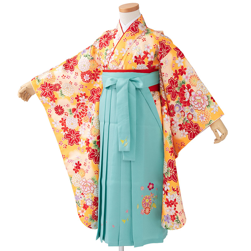 卒園式 袴セット 女の子 七五三 ちょっと小さめ 小紋 着物 刺繍袴 襦袢