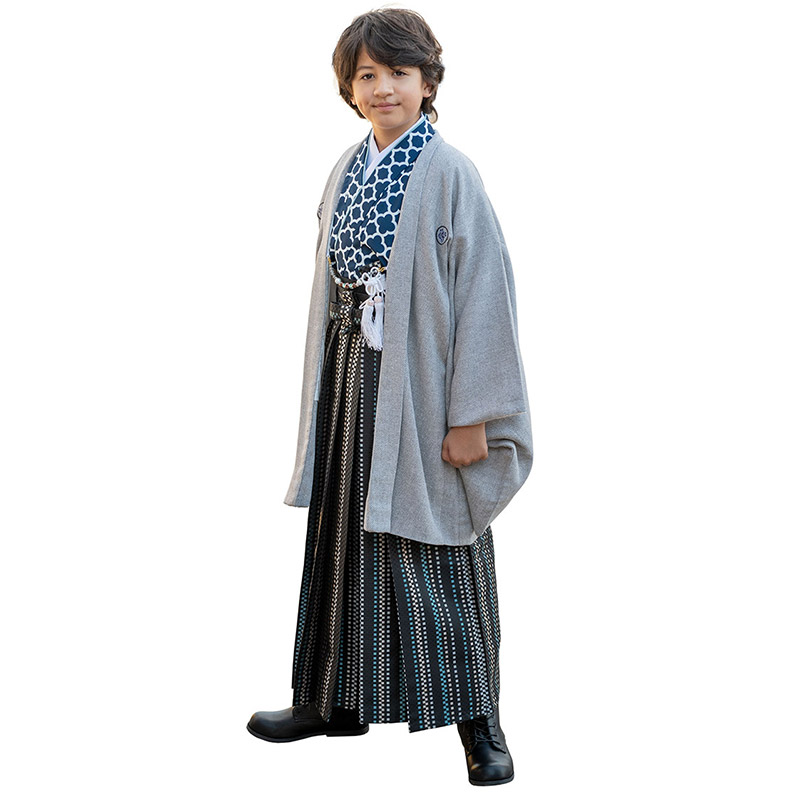 卒服 卒業式 小学校 男の子 着物 袴セット ブルー モカベージュ オフ白