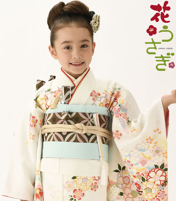七五三 着物 7歳 女の子 着物フルセット 花うさぎ ブランド HN-3 まり