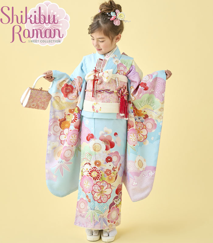 七五三 着物 7歳 女の子 着物フルセット 式部浪漫 ブランド 絵羽柄 梅