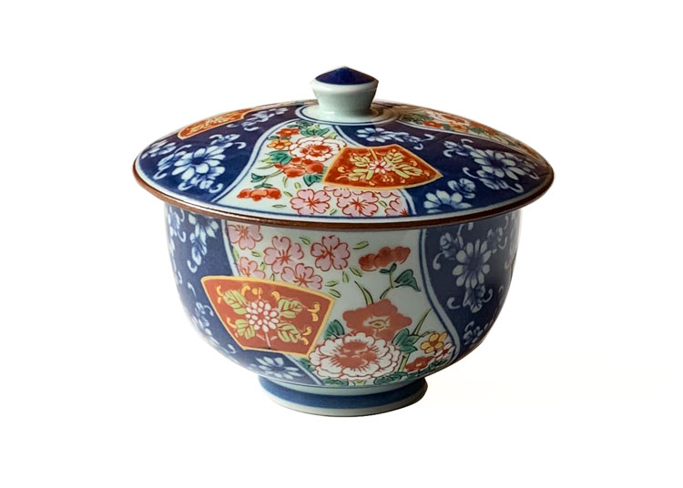 湯呑 おしゃれ 染錦扇花 蓋付湯呑 蓋付 汲出 有田焼 200cc 日本製