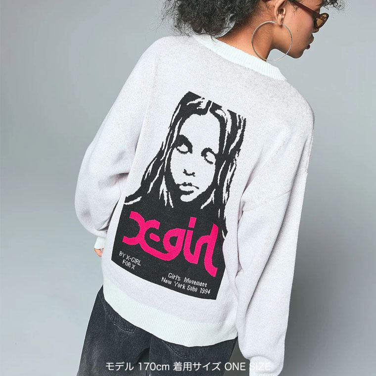 X-girl（エックスガール） ニット FACE JACQUARD KNIT TOP ジャガード