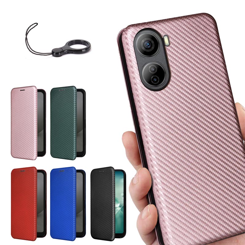 ZTE Libero 5G IV ケース 手帳型 Libero 5G IV カバー 炭素繊維素材