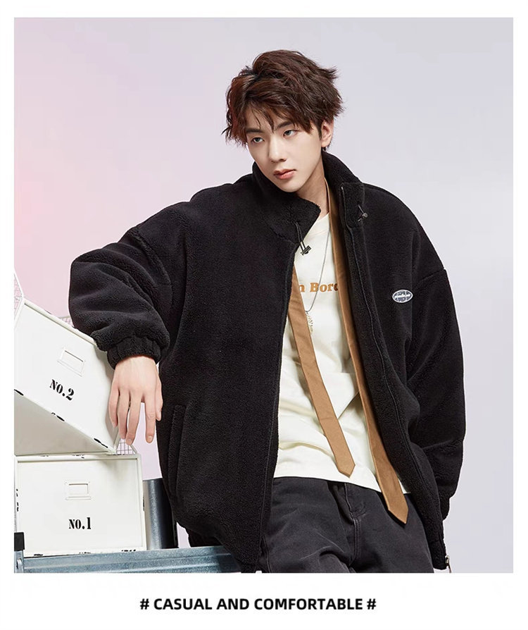 フリースジャケット メンズ ボアジャケット スタンドカラー ボア