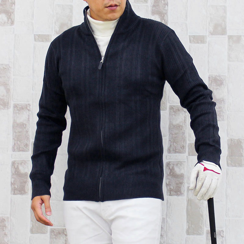 ゴルフニット メンズ ゴルフウェア ニットジャケット ジップアップ