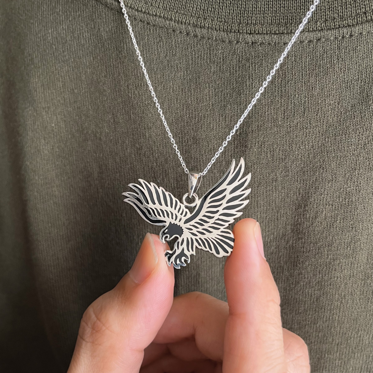 ネックレス ペンダント メンズ シルバー925 イーグル 鷲 ワシ 羽 鳥