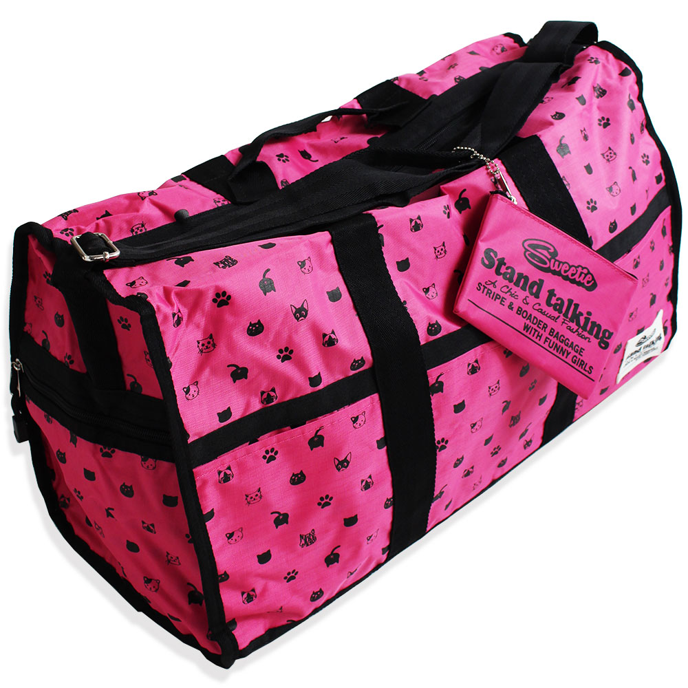 BIG SIZE 猫 ネコ柄 ボストンバッグ BAG 大容量 ナイロンバッグ