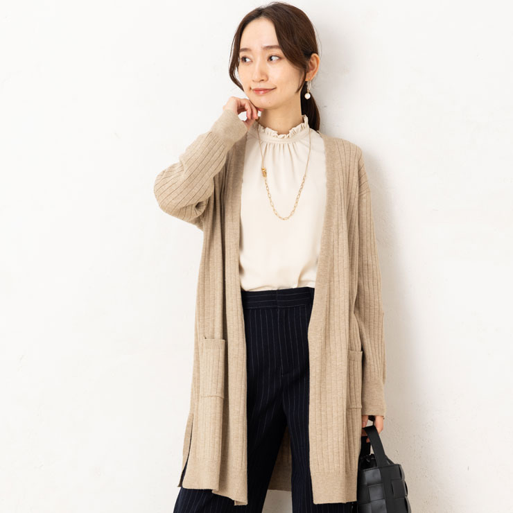 ロング カーディガン レディース 秋 冬 春 12G RTN もちもち