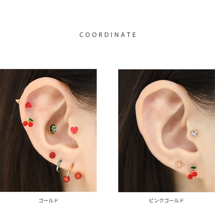 凛 RIN 軟骨ピアス 16G ボディピアス さくらんぼ 果物 可愛い