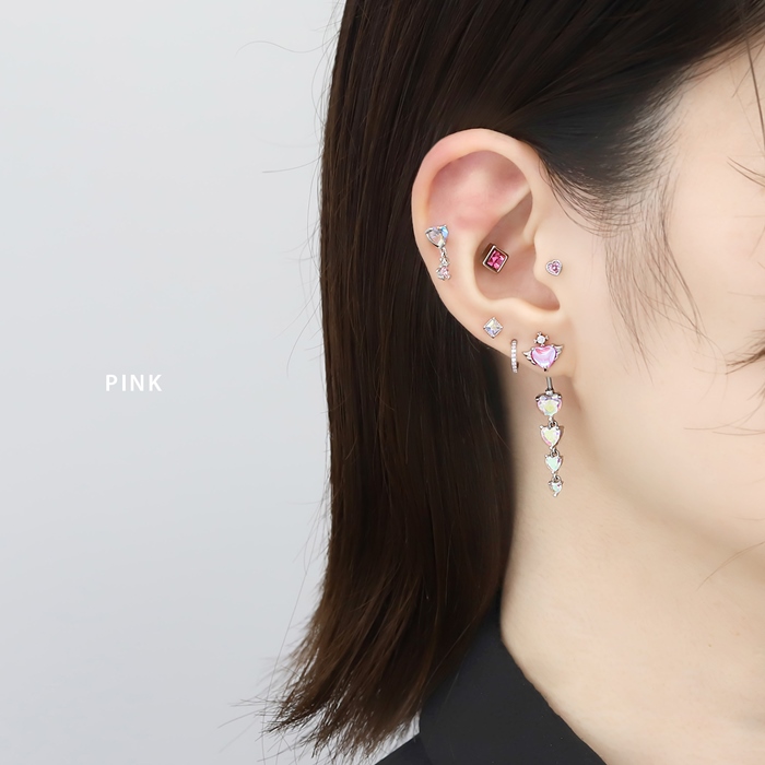 凛 RIN 軟骨ピアス 16G ボディピアス 四角 スクエア ジュエル