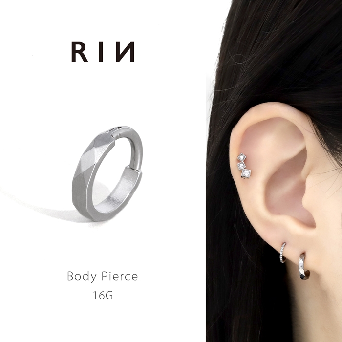 凛 RIN ボディピアス 16G 軟骨ピアス ダイヤモンドカット セグメント