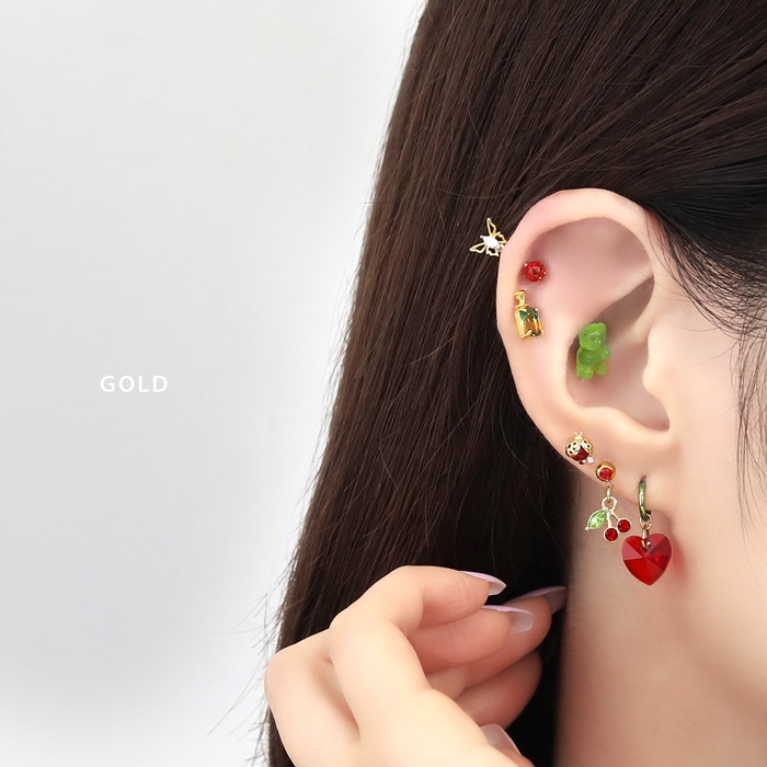 凛 RIN 軟骨ピアス 14G 16G ボディピアス さくらんぼ チェリー