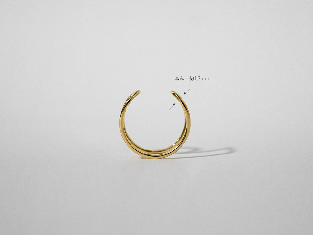 K18 CC リング レディース 地金 指輪 2way 2連 リバーシブル