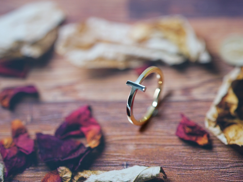 K18/Pt ベイビー クロス リング コンビ レディース 18金 18k プラチナ