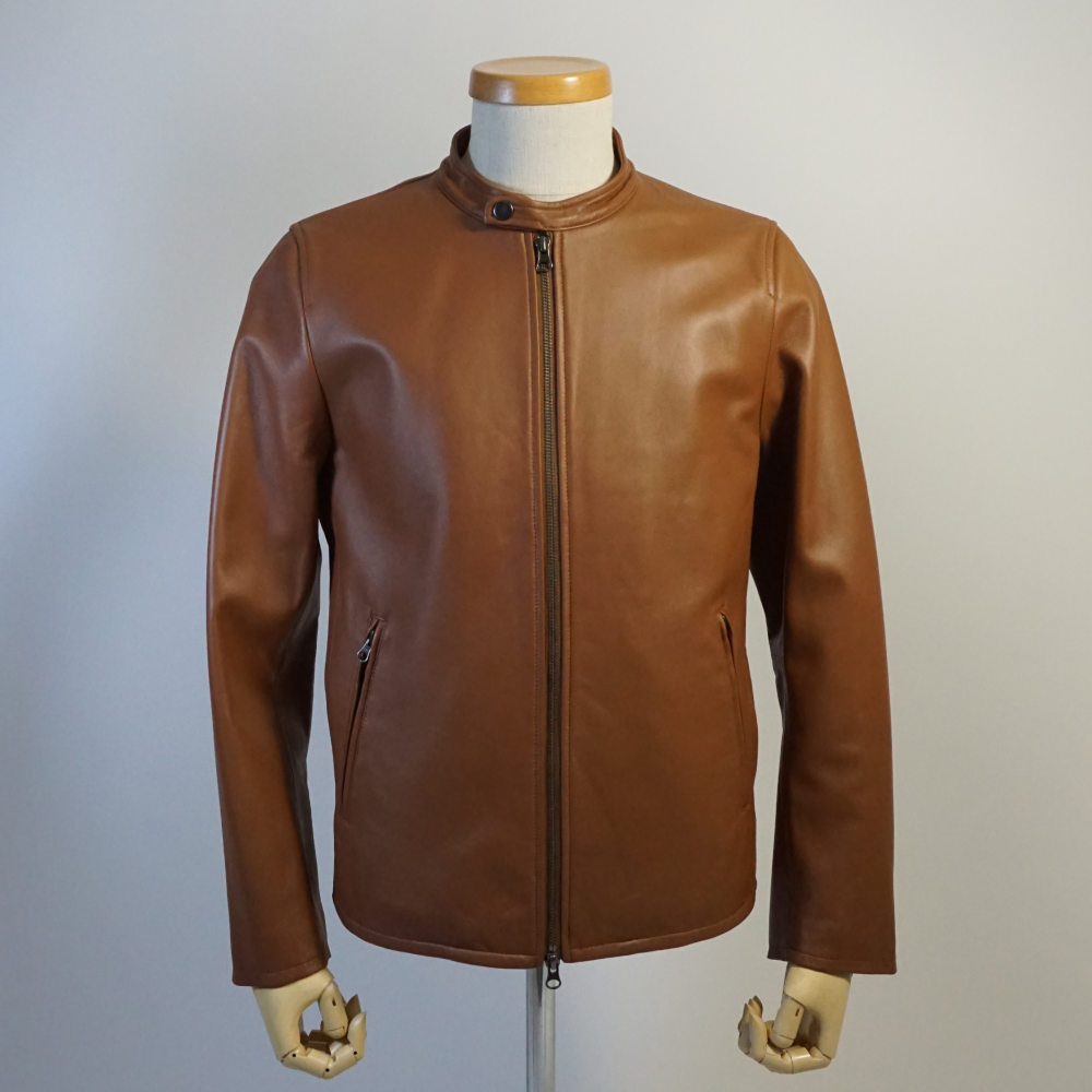 レザージャケット キャメル ライトブラウン 羊革 革ジャン ラムレザー