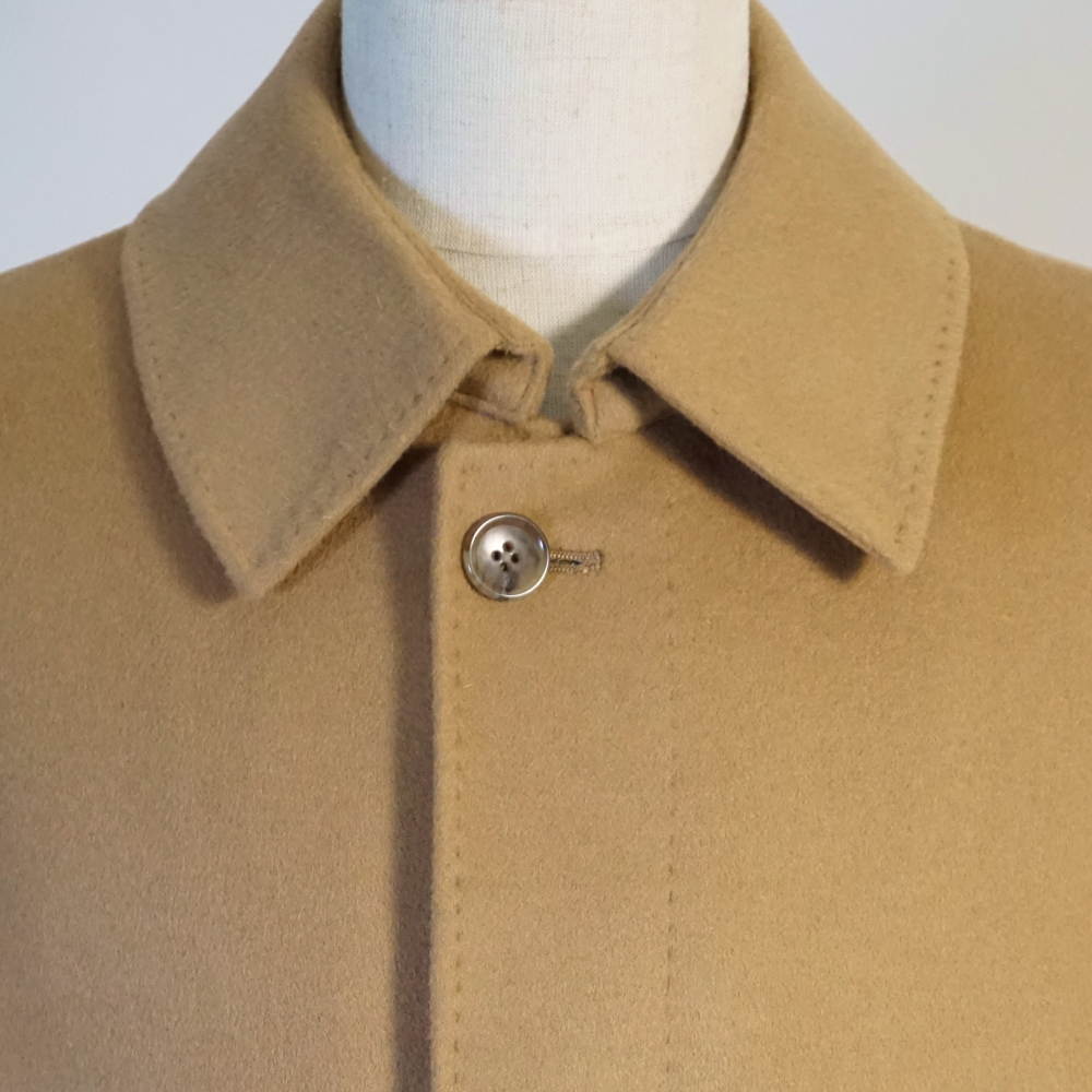 カシミヤブレンド ステンカラー ハーフコート キャメル メンズ ウール