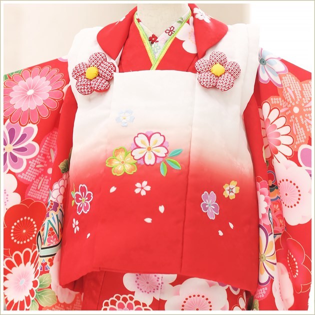 小さいサイズ 2歳〜3歳 女の子 着物レンタル 七五三 被布セット f3002