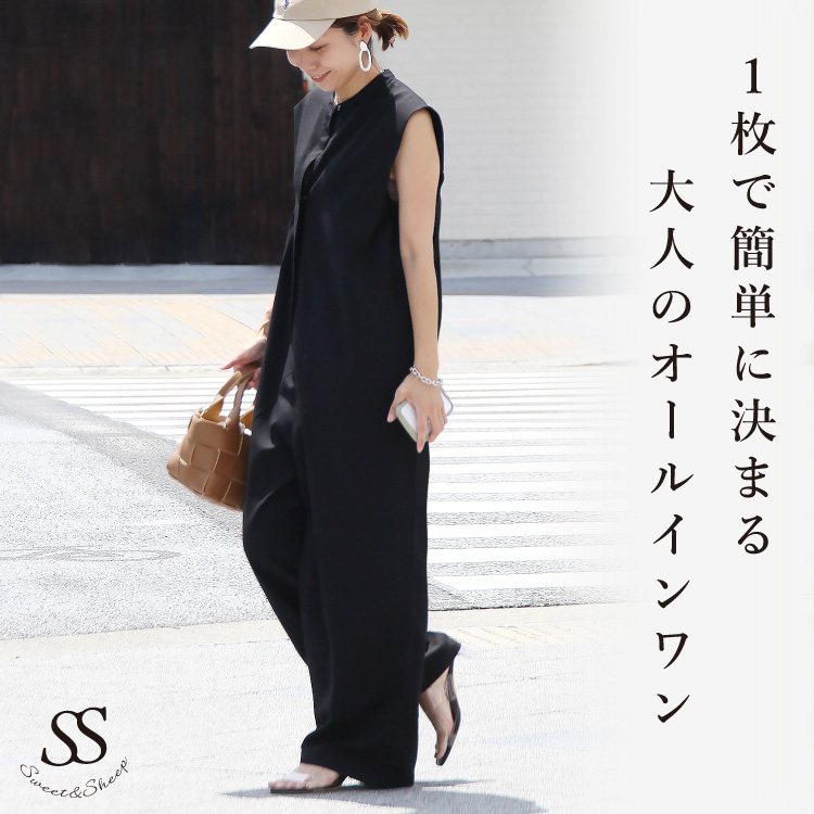 オールインワン ノースリーブ ワンピース 夏 秋 レディース ロング丈