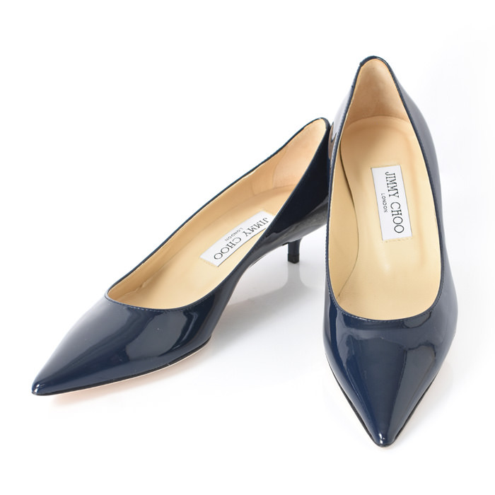 JIMMY CHOO（ジミーチュウ） ネイビー ベージュ 低い ロー ヒール 正規