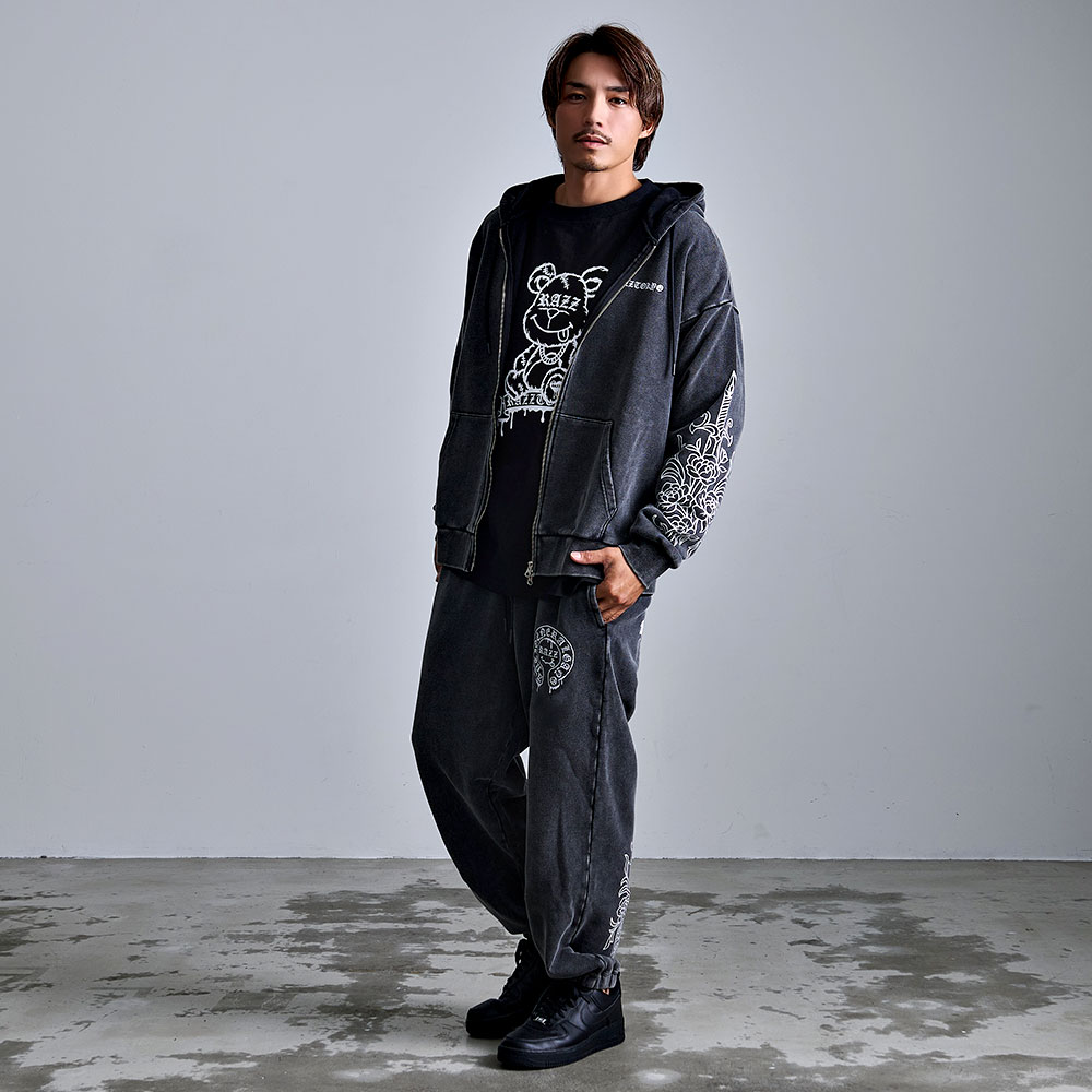 RAZZIS スウェットパンツ メンズ 大きいサイズ 刺繍 プリント サークル