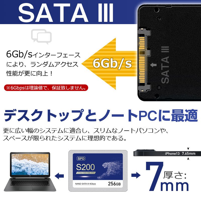 SPD ポイント2倍 SPD SSD 256GB【3D NAND TLC】SATAIII R:550MB/s 内蔵