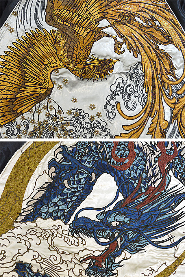 四神リバーシブルスカジャン 絡繰魂 223013 和柄 和風 刺繍 玄武 青龍