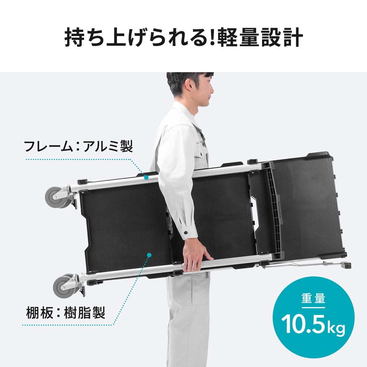 SANWA SUPPLY（サンワサプライ） ツールワゴン 折りたたみ ワゴン 3段