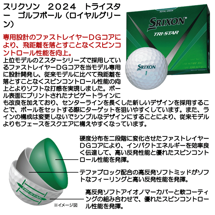 SRIXON スリクソン 2024 トライスター ゴルフボール ロイヤルグリーン