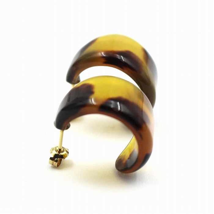 本べっ甲 上茨布 G形 ピアス (のし等ギフト対応無料) 18金イエロー