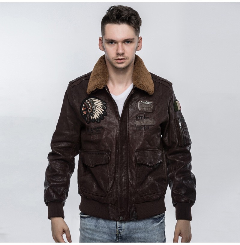 フライトジャケット ラム革ジャケット ウールファー 本革ジャケット 羊