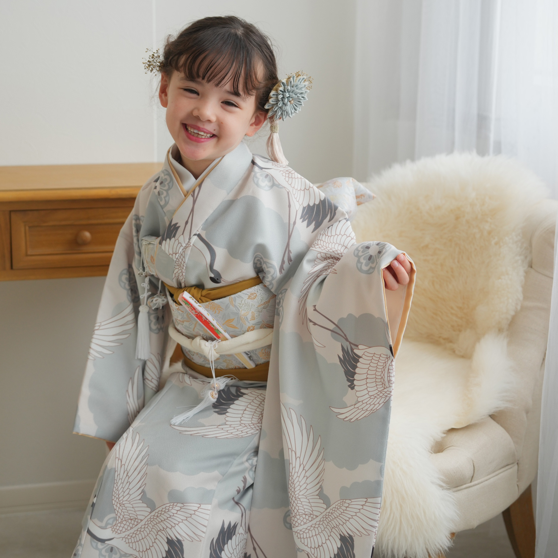 七五三 着物 7歳 フルセット 購入 ひよこ商店 女の子 四つ身 ミント
