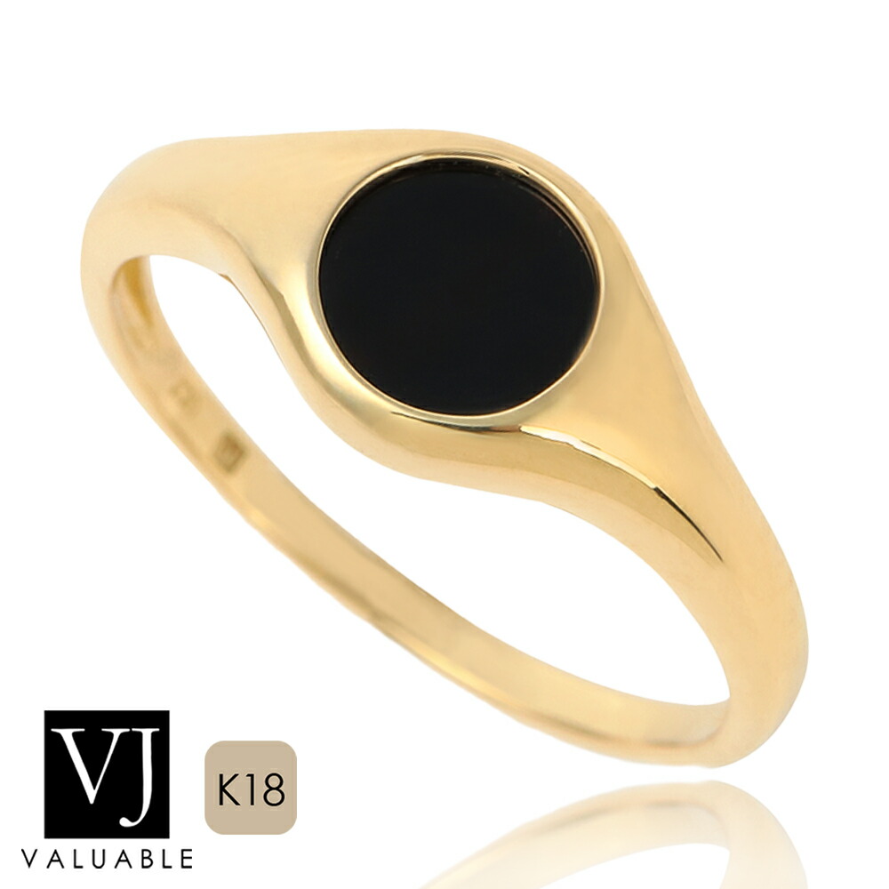 VJ【ブイジェイ】18金 リング メンズ 18k イエローゴールド 「オニキス