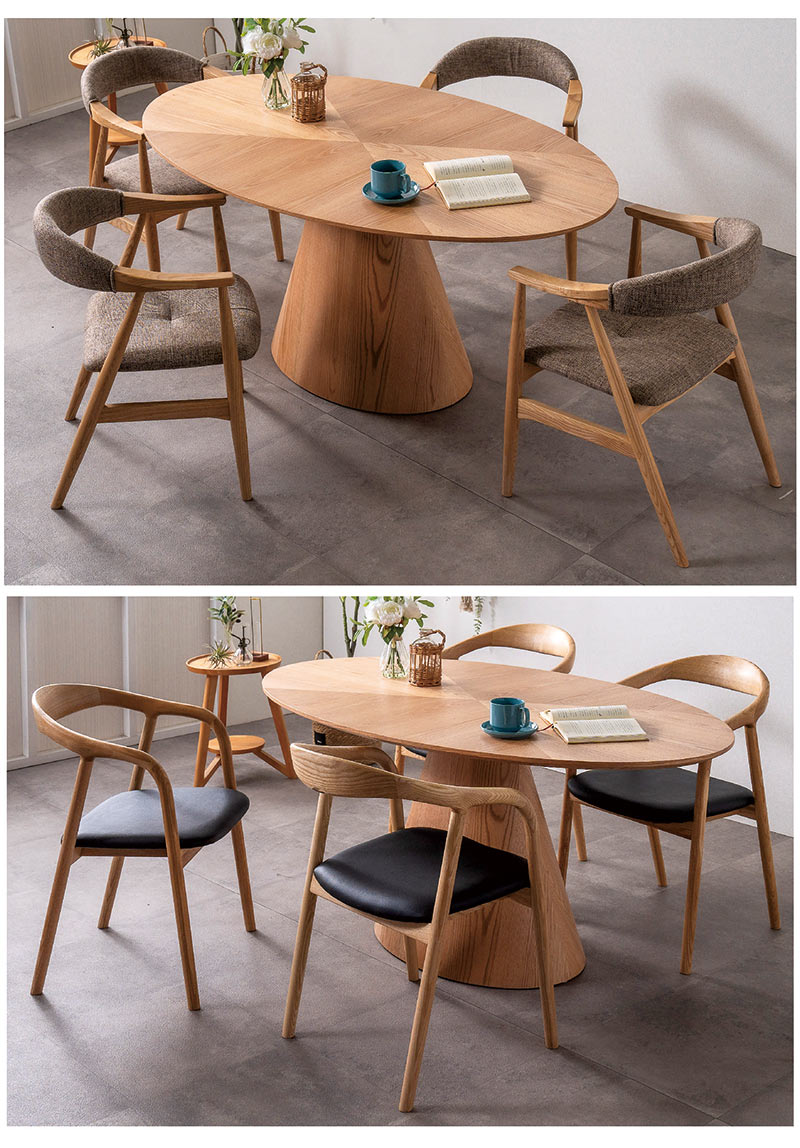 爆買 木製ダイニングテーブル 楕円 4人用 北欧 一本脚 矢貼り オーク