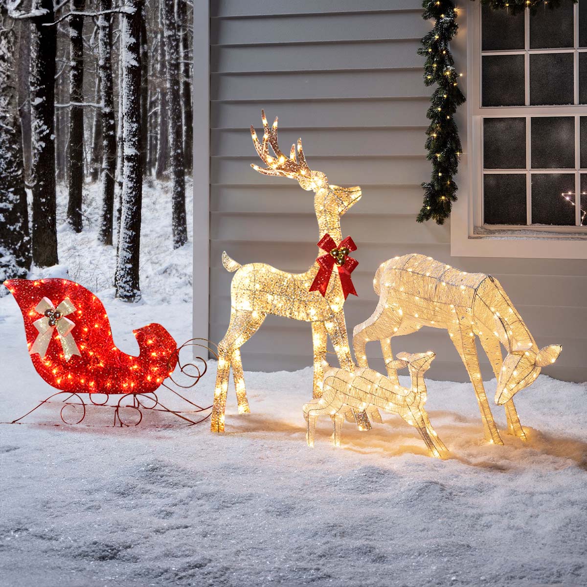 VeroMan 目立つ クリスマス イルミネーション トナカイ ソリ LED
