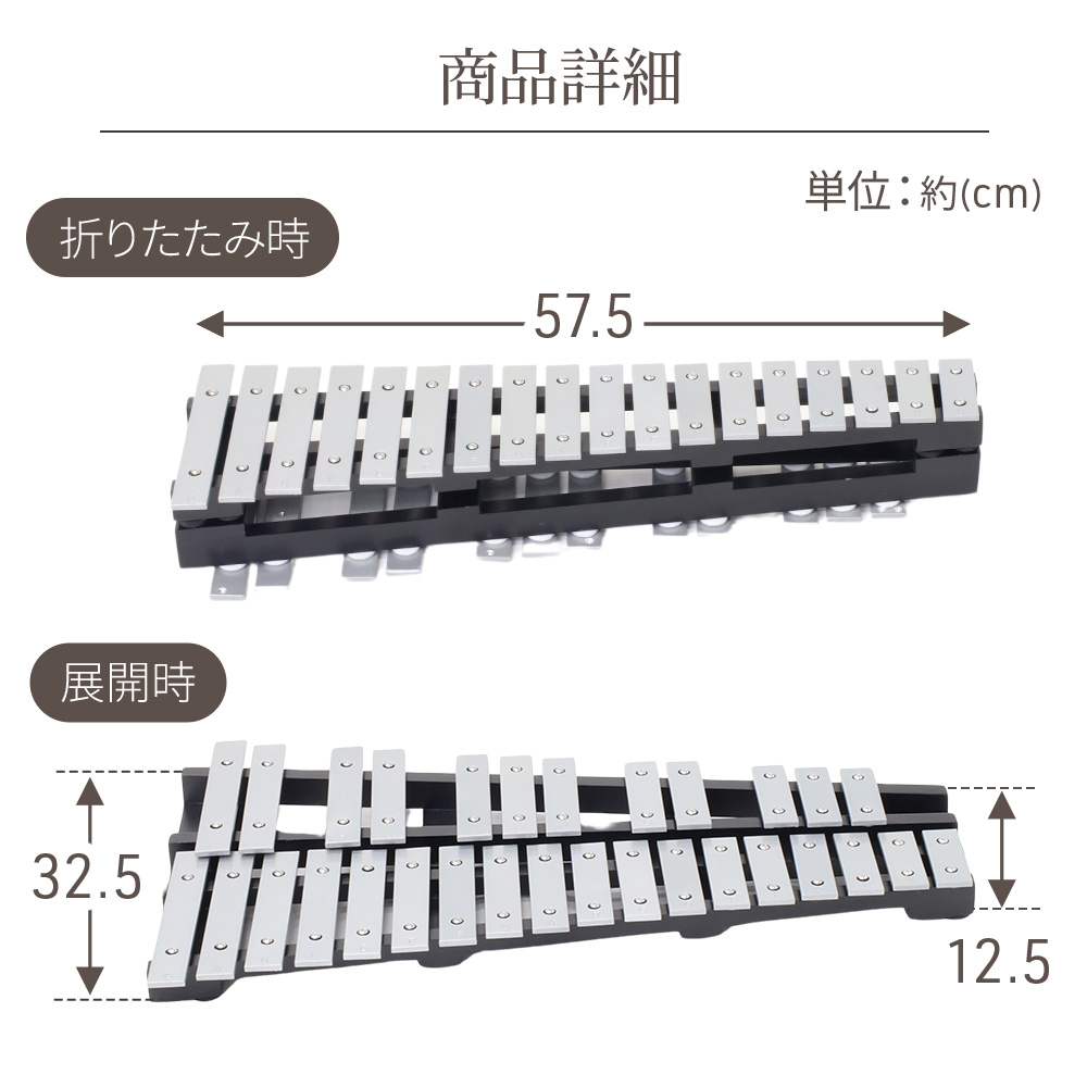 鉄琴 楽器 子供 グロッケン 卓上鉄琴 30音 マレット 4本 収納ケース付