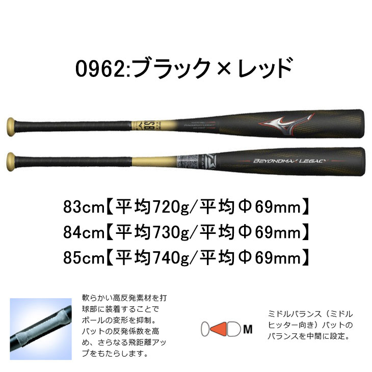 MIZUNO（ミズノ） 野球 軟式 FRP製バット 83cm 84cm 85cm mizuno 軟式