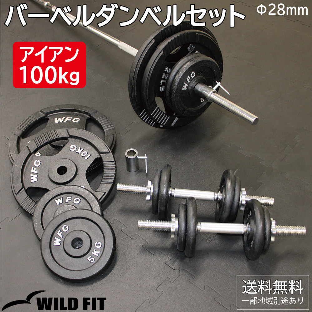 WILD FIT（ワイルドフィット） バーベルダンベルセット 100kg アイアン