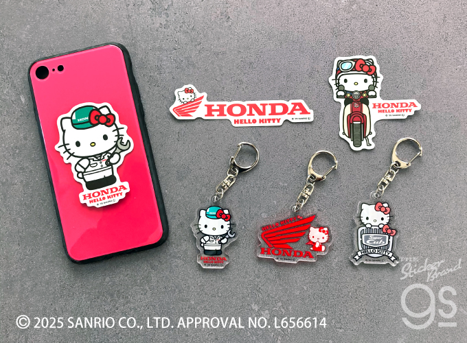 Honda×ハローキティ アクリルキーホルダー 作業着 サンリオ バイク 車