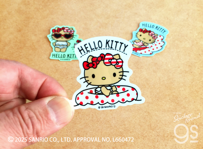 日焼けハローキティ ダイカットミニステッカー サーフィン 夏 海