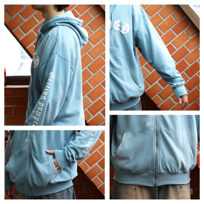 8 スプレー加工ジップパーカー メンズ グラフィック ヴィンテージ : 8