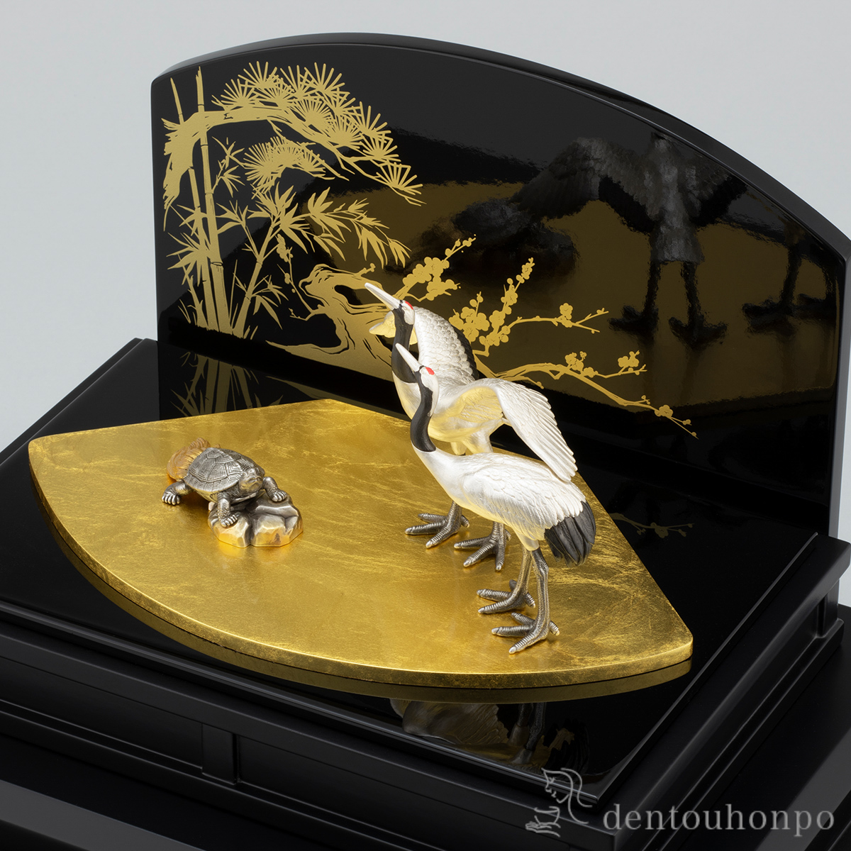 銀製 鶴亀 LPC 50g ( 木札名入れ有料 高級 コレクション 美術品 工芸品