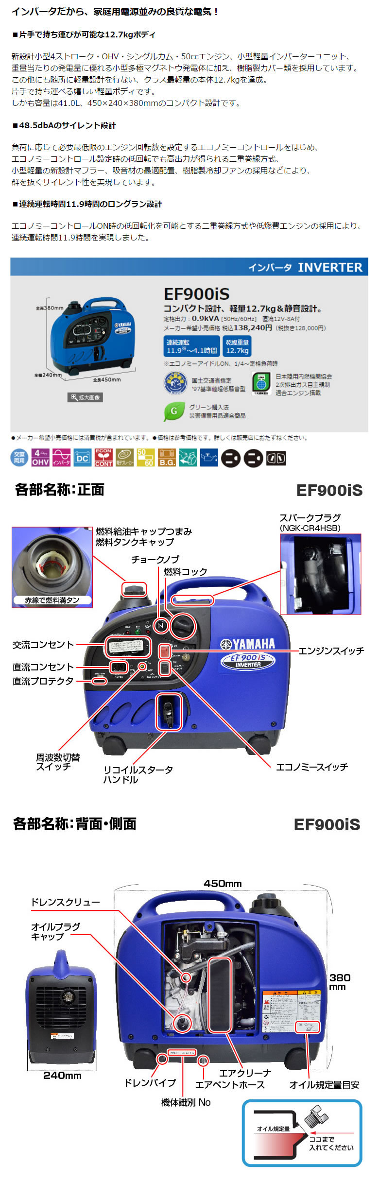 ヤマハ発動機 「3月1日はP5倍」発電機 家庭用 インバーター ヤマハ
