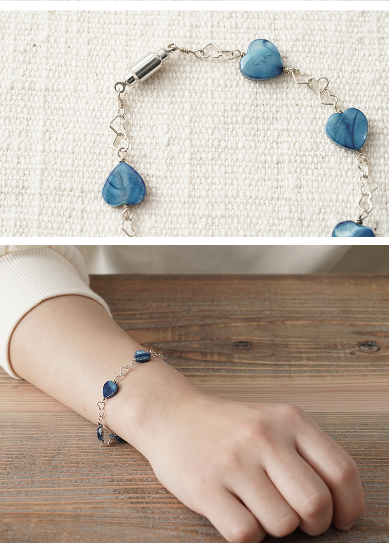 Mi ami ハートのブレスレット (シルバー) シルバー925 藍 藍シェル