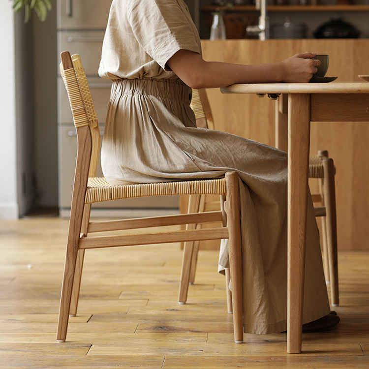 ダイニング チェア WICKER／NA 椅子 チーク ラタン ナチュラル あす