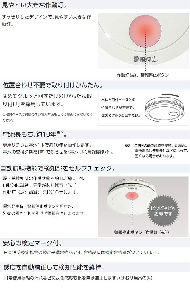 Panasonic（パナソニック） けむり当番 薄型 2種 （電池式・移報接点