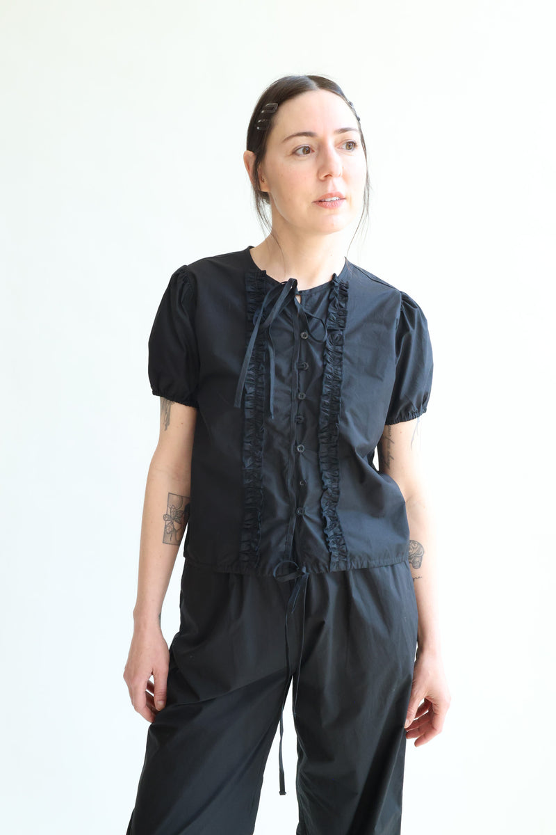 Double Frill Top Black – Rhoan