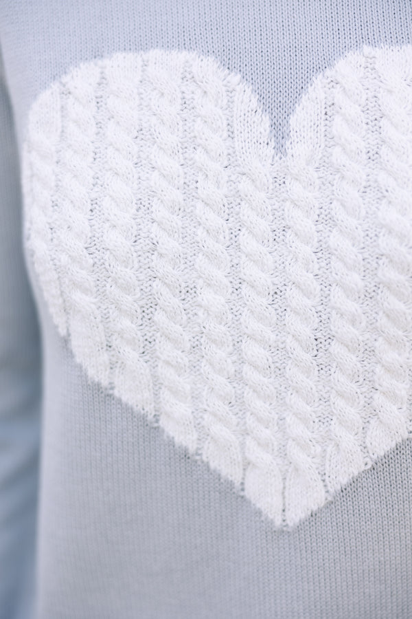 Precious Gray And Ivory Heart Sweater - Cute Women's Sweaters