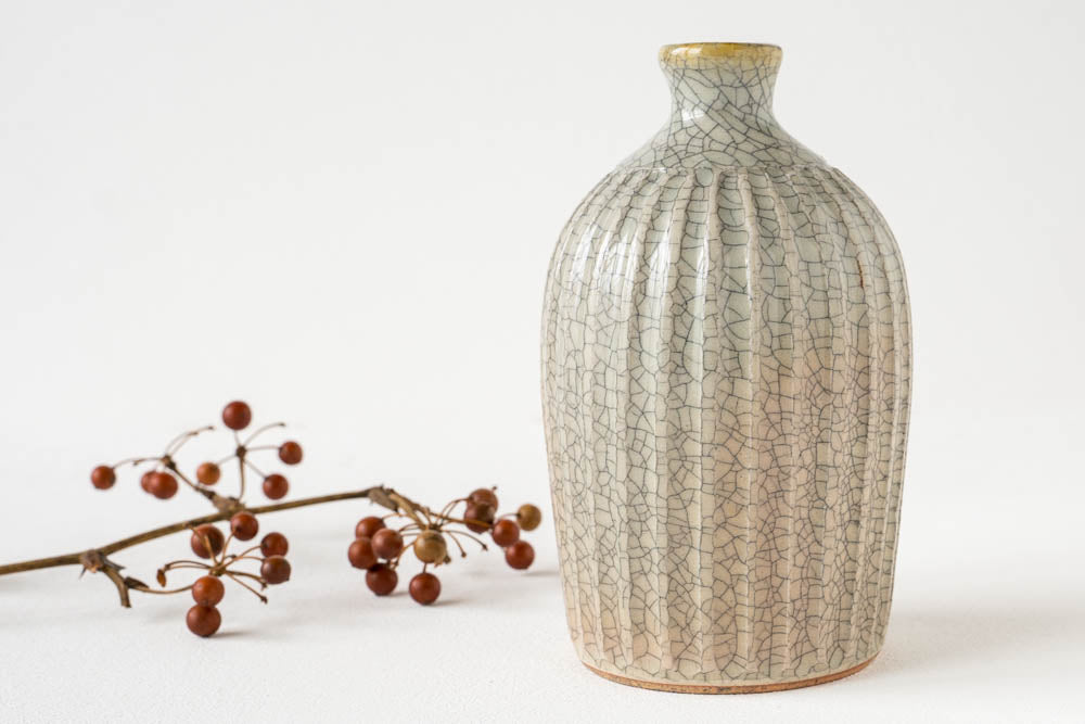 作家 はなクラフト 花器 A 墨入貫入｜陶器販売 四季折折 オンライン